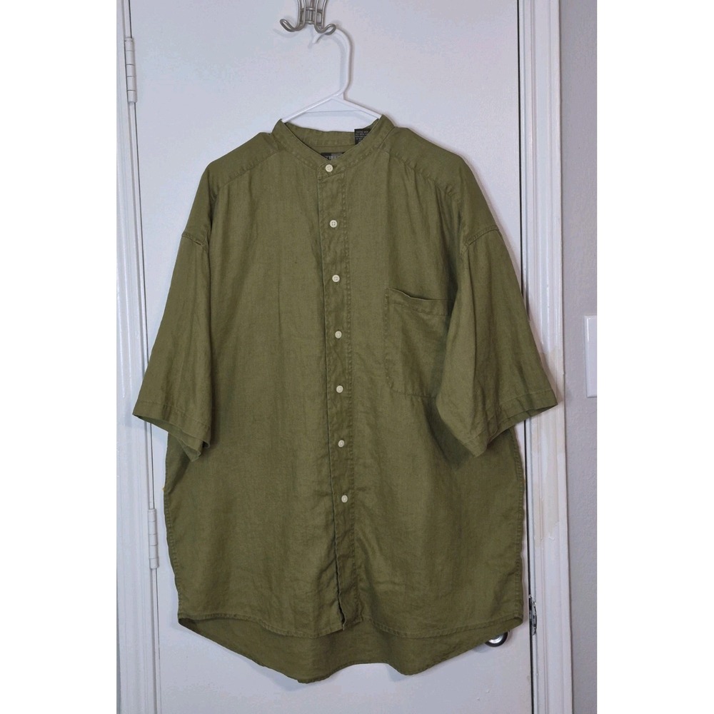VINTAGE Structure Le Collezioni Shirt Men XL Green Linen Minimalist Coastal